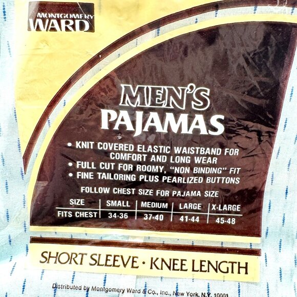 Mens Short Sleeve Knee-Length Lined Pattern Pajamas Size M New Old Stock Vtg - Picture 6 of 6